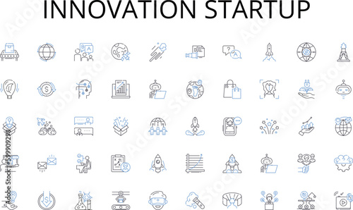 Innovation startup line icons collection. Analysis, Budget, Cashflow, Capital, Debt, Economic, Equity vector and linear illustration. Expense,Forecast,Growth outline signs set © michael broon