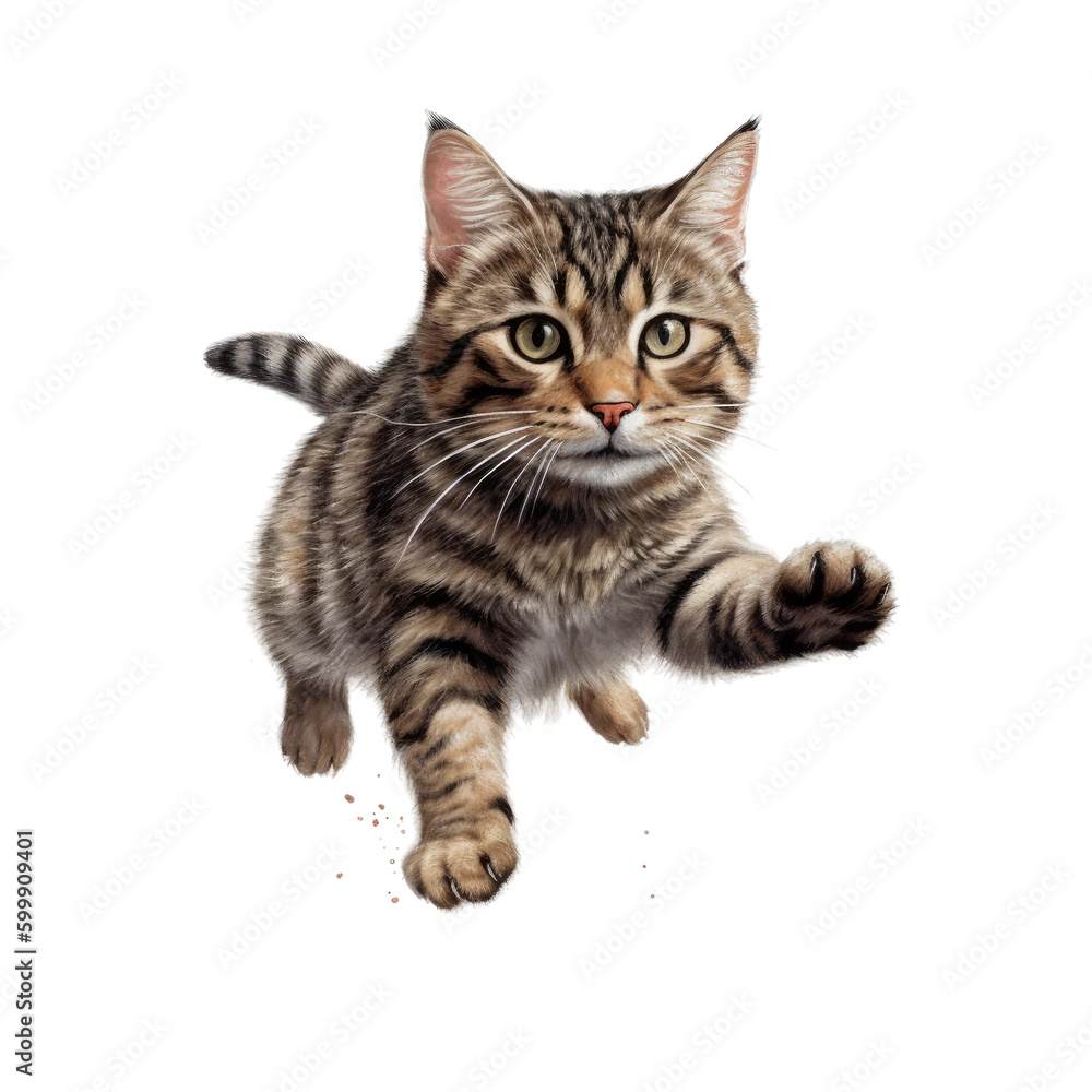 Cute cat jumping. Transparent isolated background. AI generated Cute cat jumping. Transparent isolated background. AI generated