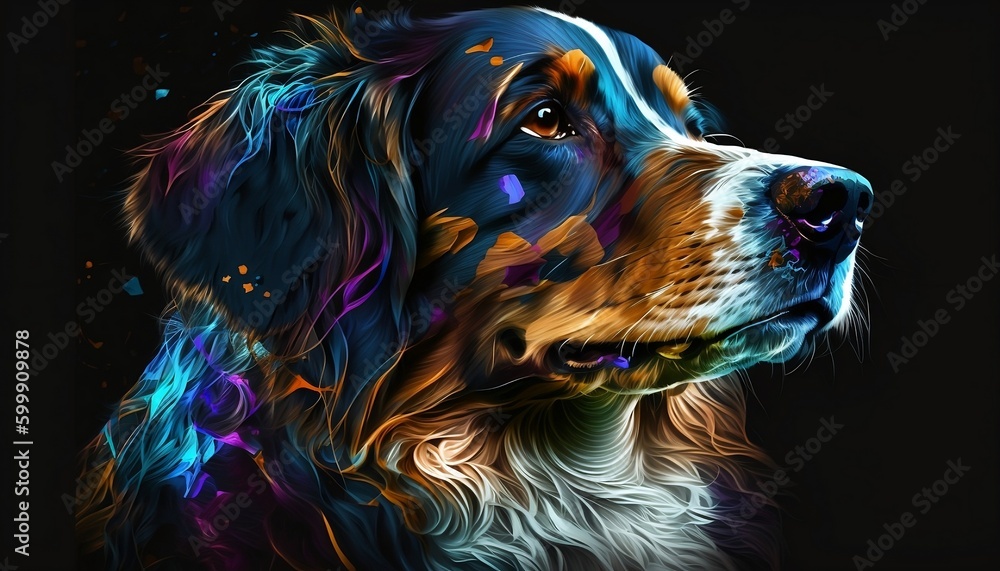 Bernese Mountain Dog. Colorful. Background. Abstract art
