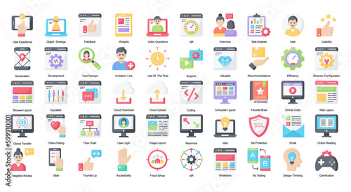 User Experience Flat Iconset Design Thinking Color Icon Bundle 
