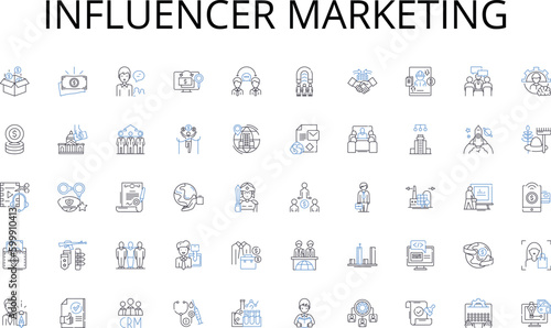 Influencer Marketing line icons collection. Visionary, Motivator, Innovator, Strategist, Charismatic, Influential, Resilient vector and linear illustration. Inspiring,Adaptive,Assertive outline signs