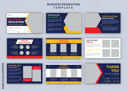 Online education concept for editable powerpoint presentation slide template design