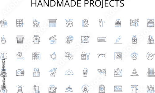 Handmade projects line icons collection. Frugality, Planning, Analysis, Organization, Savings, Efficiency, Control vector and linear illustration. Accountability,Consistency,Prioritization outline