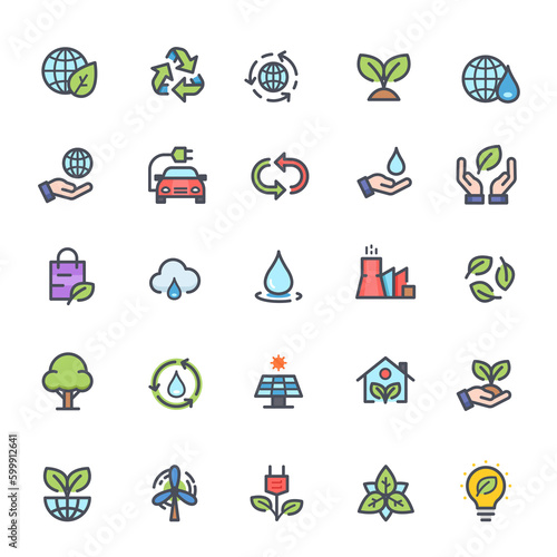 Icon set - environment full color outline stroke