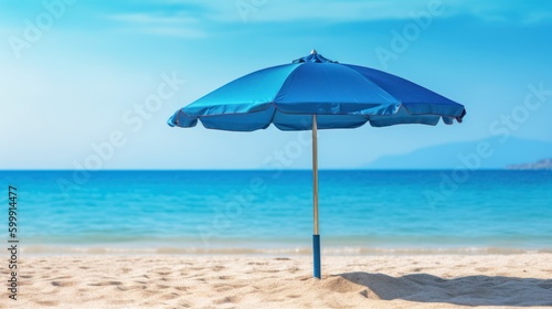 umbrella in the sand on the beach in summer  generative ai