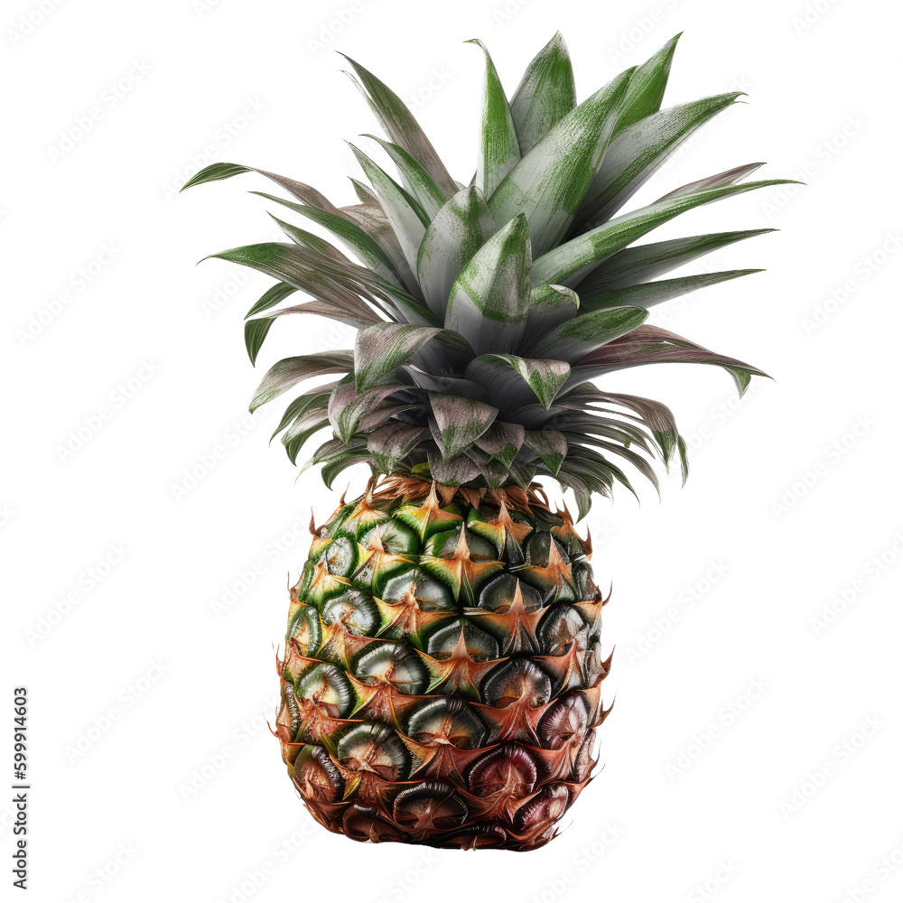 Pineapple fruit. Transparent isolated background. AI generated Pineapple fruit. Transparent isolated background. AI generated