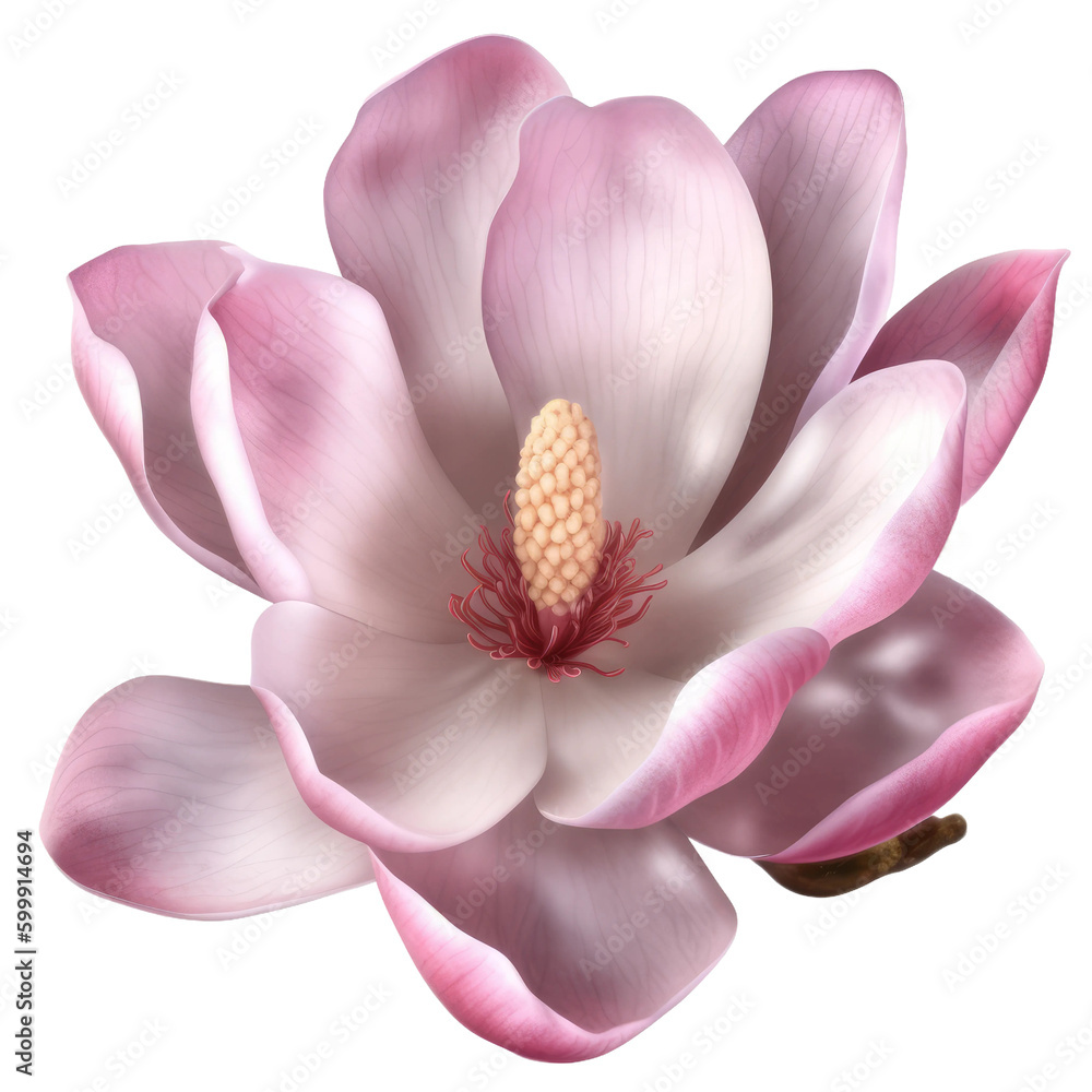 Pink magnolia flower. Transparent isolated background. AI generated Pink magnolia flower. Transparent isolated background. AI generated