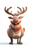 A Playful 3D Illustration Showcasing a Merry Young Reindeer with a Joyful Expression, Perfect for Adding Holiday Spirit to Your Seasonal Projects