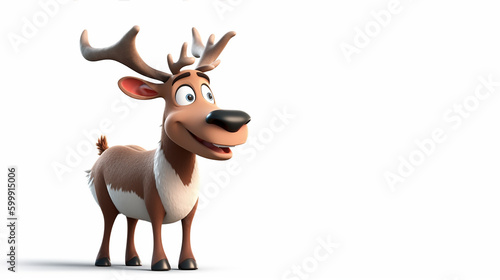 A Merry 3D Illustration of a Playful Young Reindeer  Perfect for Adding a Touch of Holiday Magic to Your Design Work
