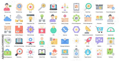 Product Management Flat Iconset Business Research Color Icon Bundle