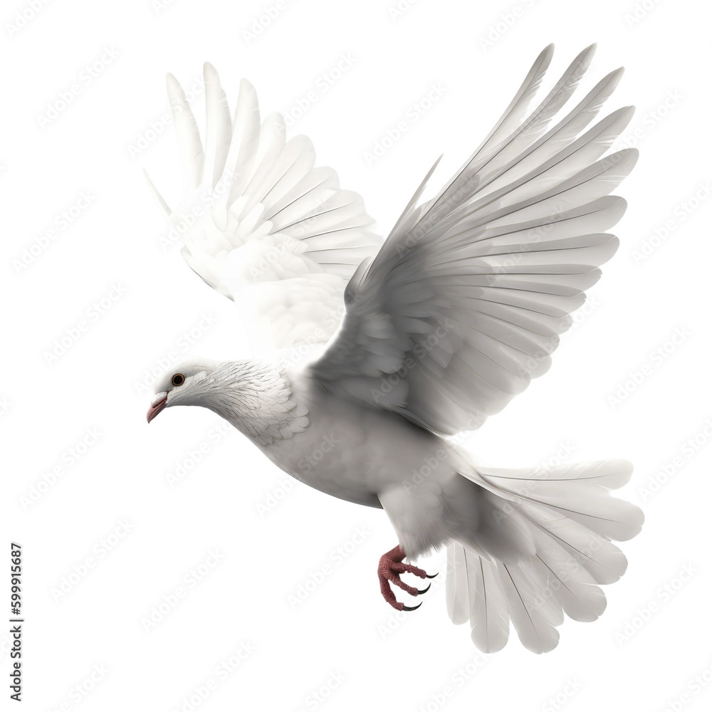 Obraz premium White Dove. Transparent isolated background. AI generated