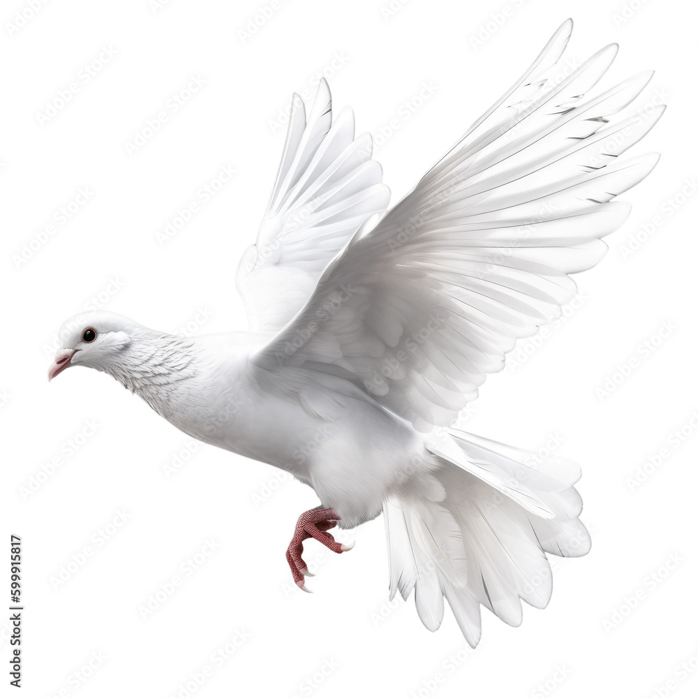Obraz premium White Dove. Transparent isolated background. AI generated