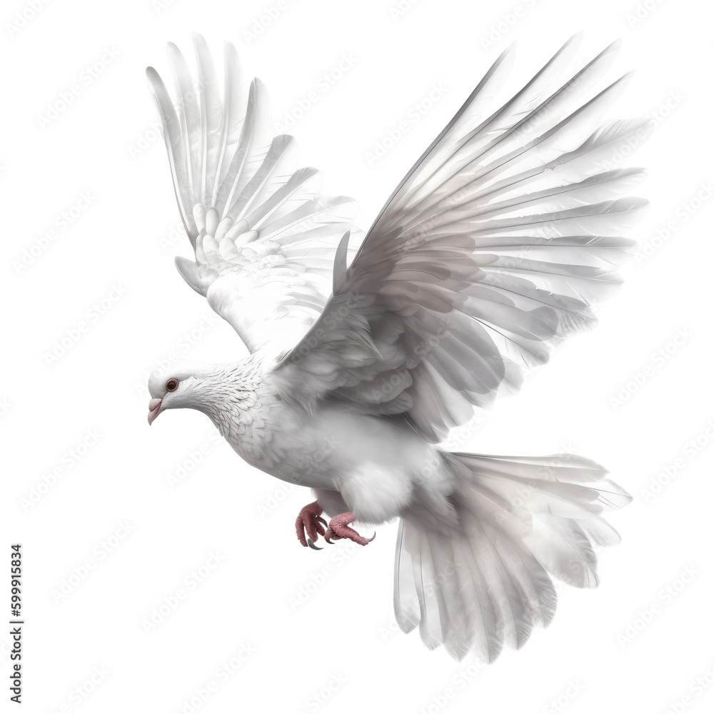 Obraz premium White Dove. Transparent isolated background. AI generated
