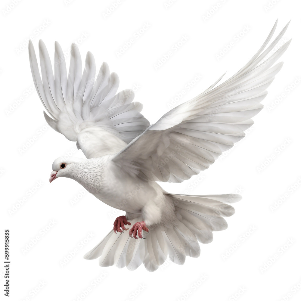 White Dove. Transparent isolated background. AI generated White Dove. Transparent isolated background. AI generated