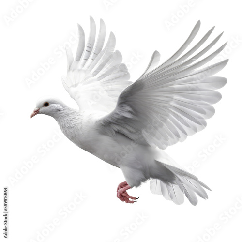 White Dove. Transparent isolated background. AI generated