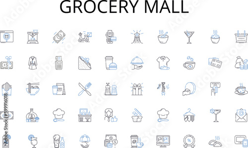 Grocery mall line icons collection. Education, Adolescence, Diversity, Friendship, Responsibility, Development, Academics vector and linear illustration. Extracurricular,Peer pressure,Independence