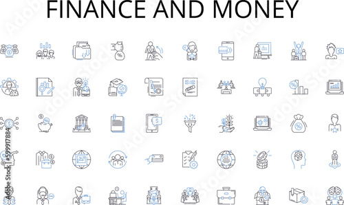 Finance and money line icons collection. Law, Attorney, Counsel, Jury, Courtroom, Litigation, Paralegal vector and linear illustration. Advocate,Witness,Judge outline signs set