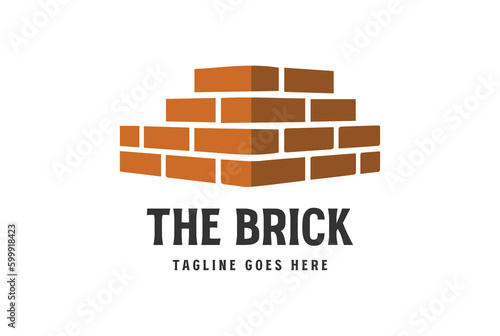 Vintage Corner Brick for Construction Architect or Factory Logo Design