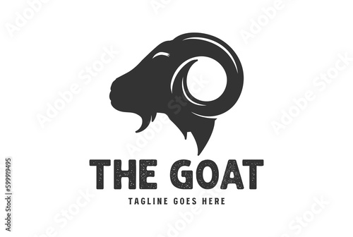 Vintage Rustic Goat Horn Head Silhouette Logo Design