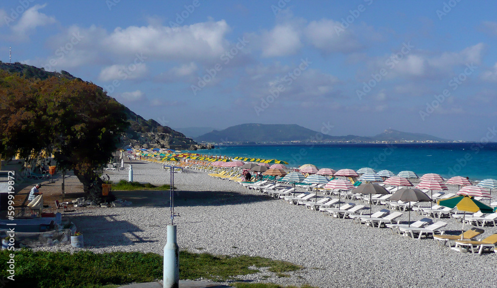 Fototapeta premium Panoramic of a beach on the island of Rhodes, Greece