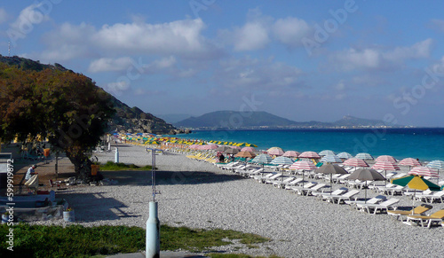 Fototapeta Naklejka Na Ścianę i Meble -  Panoramic of a beach on the island of Rhodes, Greece
