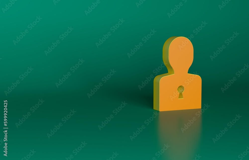 Orange Solution to the problem in psychology icon isolated on green background. Key. Therapy for mental health. Minimalism concept. 3D render illustration Orange Solution to the problem in psychology icon isolated on green background. Key. Therapy for mental health. Minimalism concept. 3D render illustration