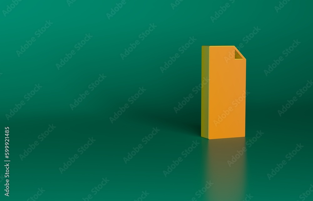 Orange Grip tape on a skateboard icon isolated on green background. Minimalism concept. 3D render illustration Orange Grip tape on a skateboard icon isolated on green background. Minimalism concept. 3D render illustration
