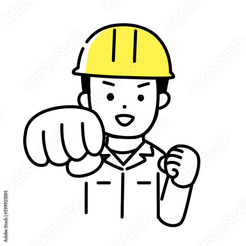 かわいい人物のイラストシリーズ _ 男性の作業員 _ パンチ　