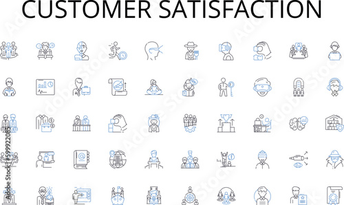 Customer satisfaction line icons collection. Training, Learning, Mentorship, Skill-building, Apprenticeship, Succession, Journeyman vector and linear illustration. Apprentices,Classroom,Trades outline