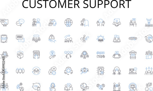 Customer support line icons collection. Dexterity, Sensitivity, Flexibility, Precision, Movement, Grasp, Touch vector and linear illustration. Grip,Palm,Tip outline signs set