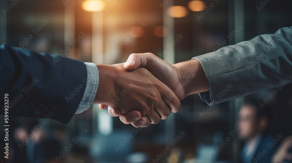 Businessman handshake showing teamwork, Deal agreement between businessmen in suits