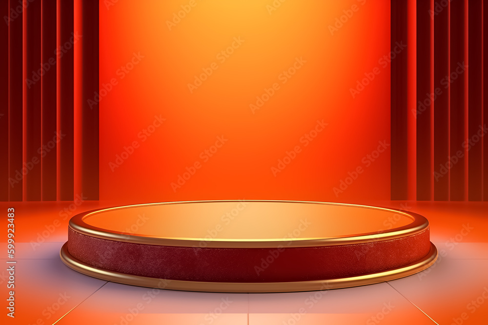 Luxury Red Gold bronze Mockup podium on geometric luxury background, Product presentation, stage pedestal or platform by AI Generative Luxury Red Gold bronze Mockup podium on geometric luxury background, Product presentation, stage pedestal or platform by AI Generative