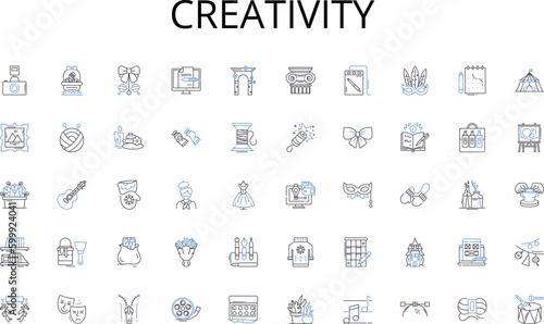 Creativity line icons collection. Literature, Scrolls, Manuscript, Knowledge, Volume, Reference, Reading vector and linear illustration. Classics,Pages,Textbook outline signs set