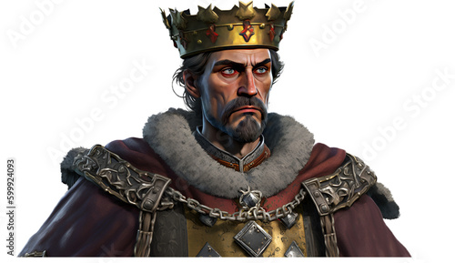 portrait of a warrior king isolated on transparent background. 3D render.
