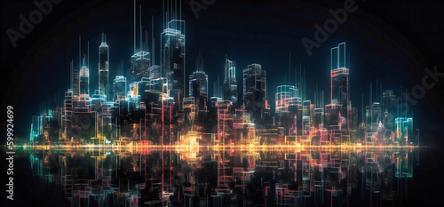 computer graphics city digital lighting at night