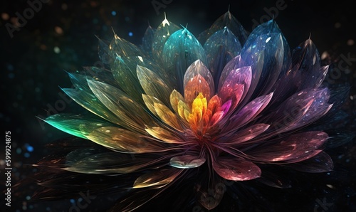  a multicolored flower is shown in this artistic photo.  generative ai