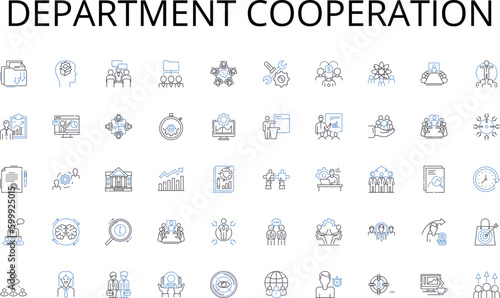 Department cooperation line icons collection. Assembly, Compnts, Circuitry, Innovations, Innovation, Efficiency, Production vector and linear illustration. Technology,Quality,Design outline signs set