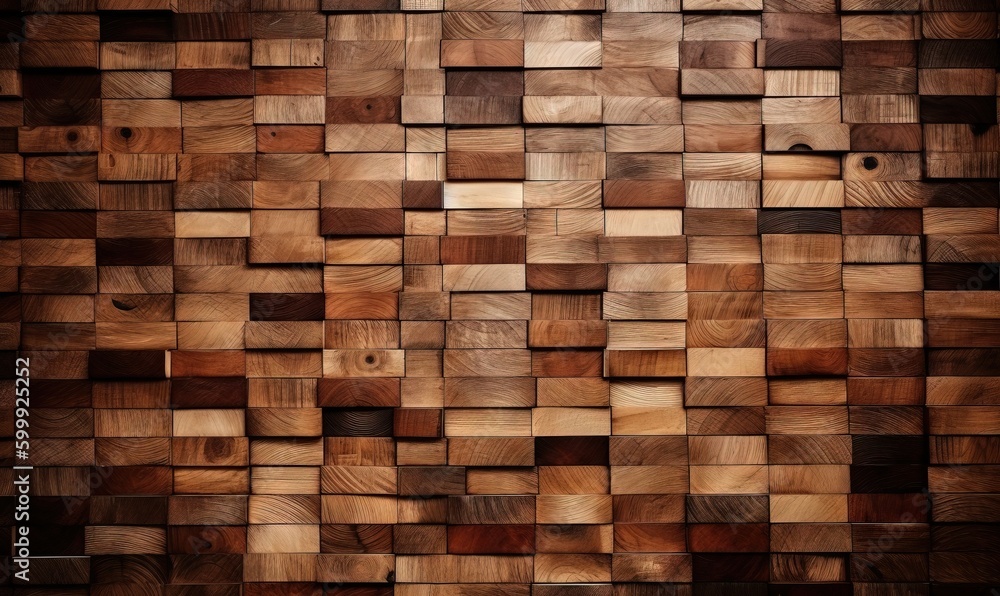 a wall made of wooden blocks with a brown background and a black background. generative ai a wall made of wooden blocks with a brown background and a black background. generative ai