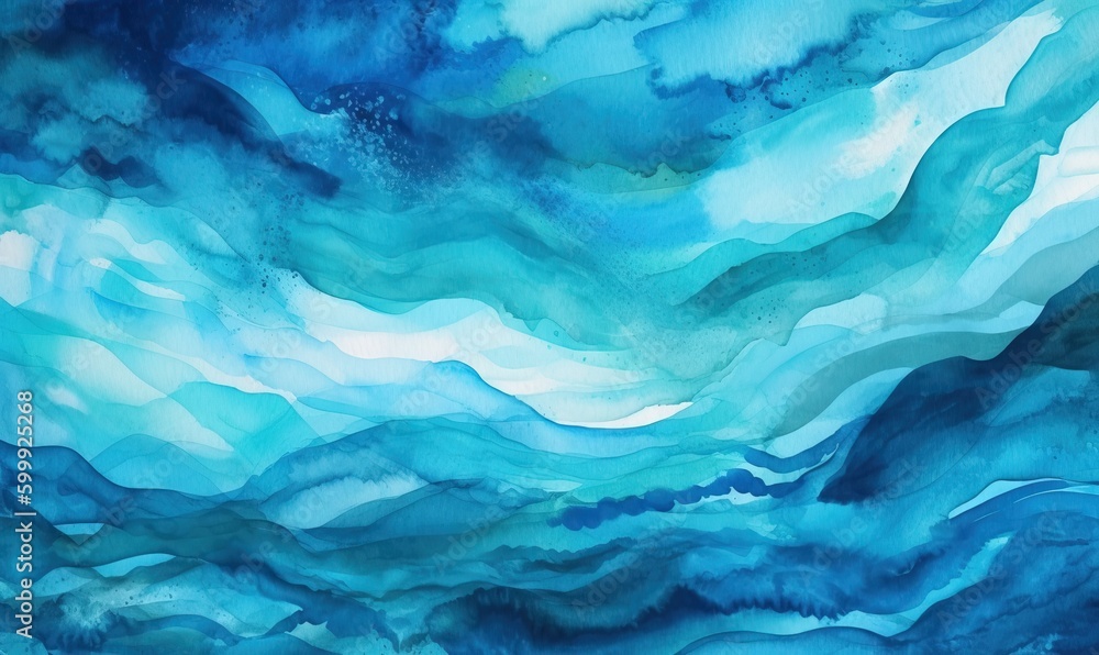 a painting of blue water with white clouds in the background. generative ai a painting of blue water with white clouds in the background. generative ai