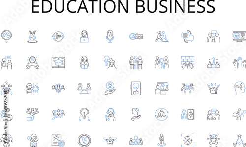 Education business line icons collection. Eloquence, Persuasion, Debate, Argumentation, Oratory, Rhetoric, Dialectic vector and linear illustration. Discourse,Communication,Clarity outline signs set © michael broon