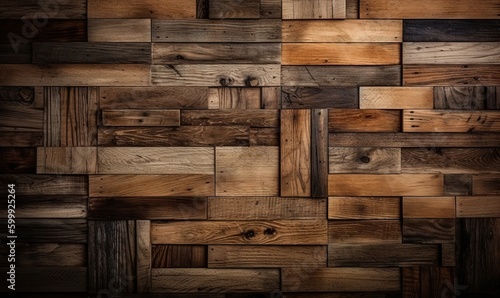  a wooden wall made up of many different types of wood. generative ai