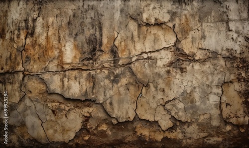  a close up of a rock wall with cracks in it. generative ai