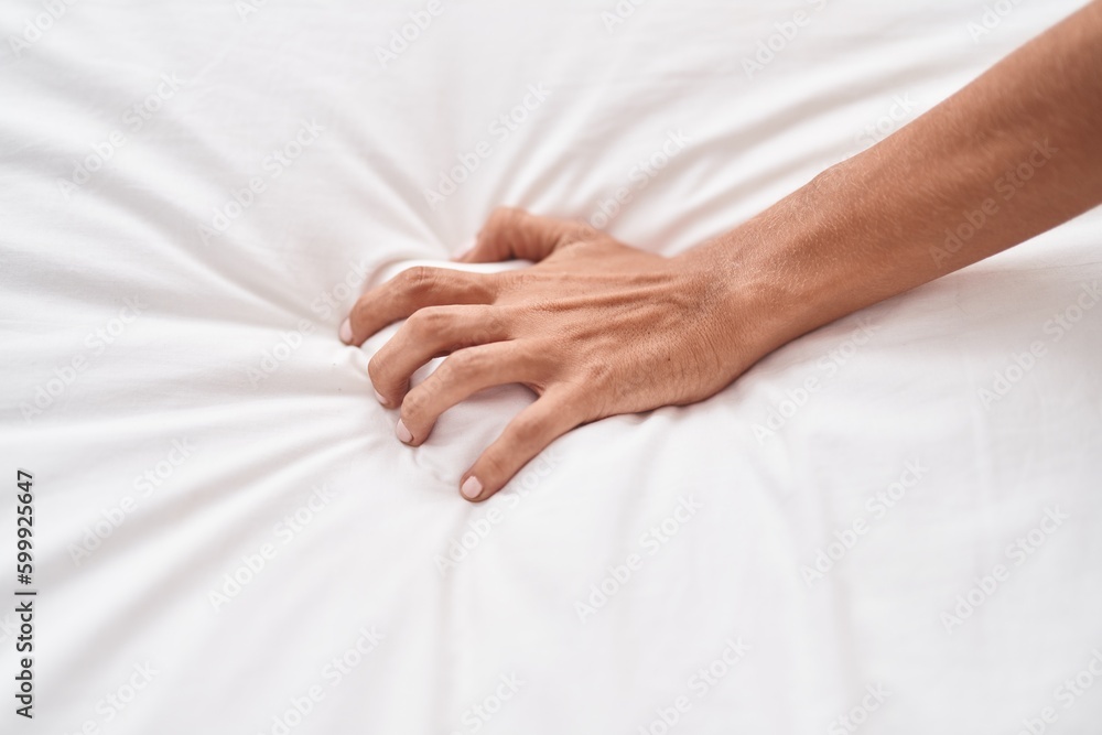 Young beautiful hispanic woman having orgasm on bed at bedroom Young beautiful hispanic woman having orgasm on bed at bedroom