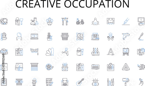 Creative occupation line icons collection. Aspiration, Planning, Motivation, Objectives, Success, Vision, Determination vector and linear illustration. Ambition,Focus,Strategies outline signs set