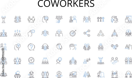 Coworkers line icons collection. Schedule, Plan, Routine, Agenda, Calendar, Appointment, Timetable vector and linear illustration. Itinerary,Program,Scheme outline signs set