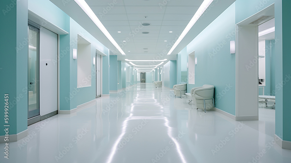 Modern hospital hall light lighting positive. Generative Ai