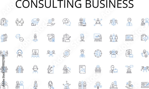 Consulting business line icons collection. gastronomy, cuisine, foodie, cookery, gourmet, restaurateur, chef vector and linear illustration. culinary arts,fusion,molecular outline signs set