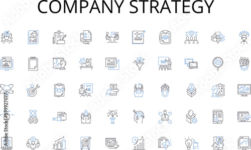 Company strategy line icons collection. Communication, Conversation, Messaging, Dialogue, Interaction, Chatting, Writing vector and linear illustration. Expressing,Sending,Receiving outline signs set