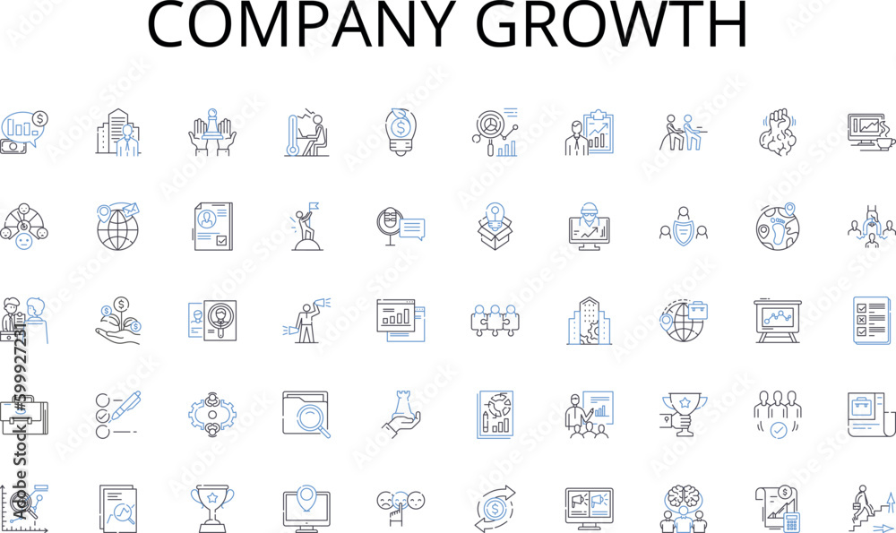 Company growth line icons collection. Savory, Spicy, Zesty, Sweet, Tangy, Bold, flavorful vector and linear illustration. Decadent,Rustic,Exquisite outline signs set