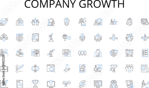 Company growth line icons collection. Savory, Spicy, Zesty, Sweet, Tangy, Bold, flavorful vector and linear illustration. Decadent,Rustic,Exquisite outline signs set